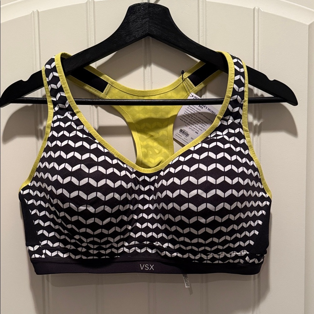 Victoria's Secret Black and Yellow Patterned Sports Bra